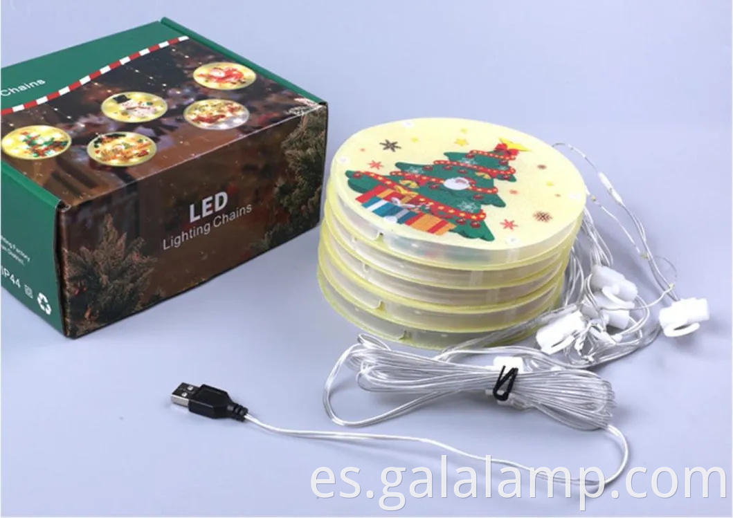 Encantadoras luces de hadas LED con diseños de Santa y alces